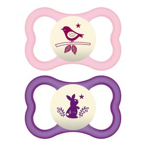 MAM Air Night Pacifiers (2 pack, 1 Sterilizing Pacifier Case)